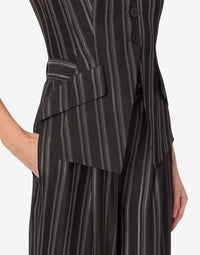 Combinaison en maille rayée - Dark Grey