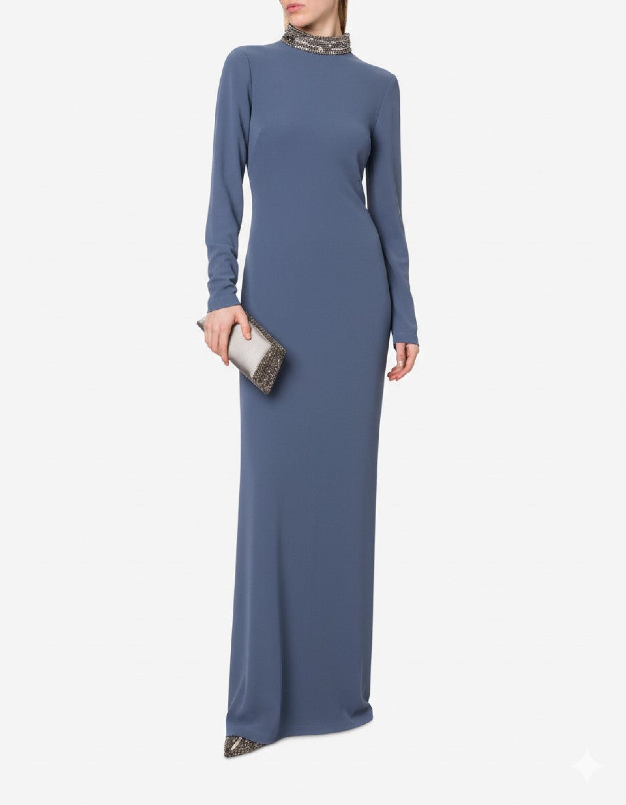 Robe longue avec broderie - Grey