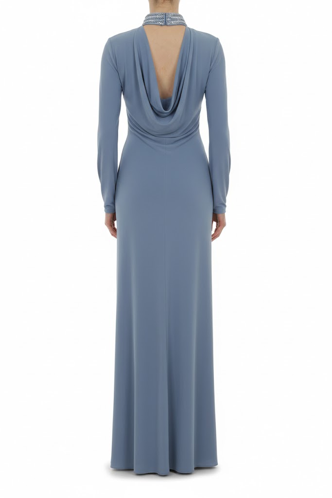 Robe longue avec broderie - Grey