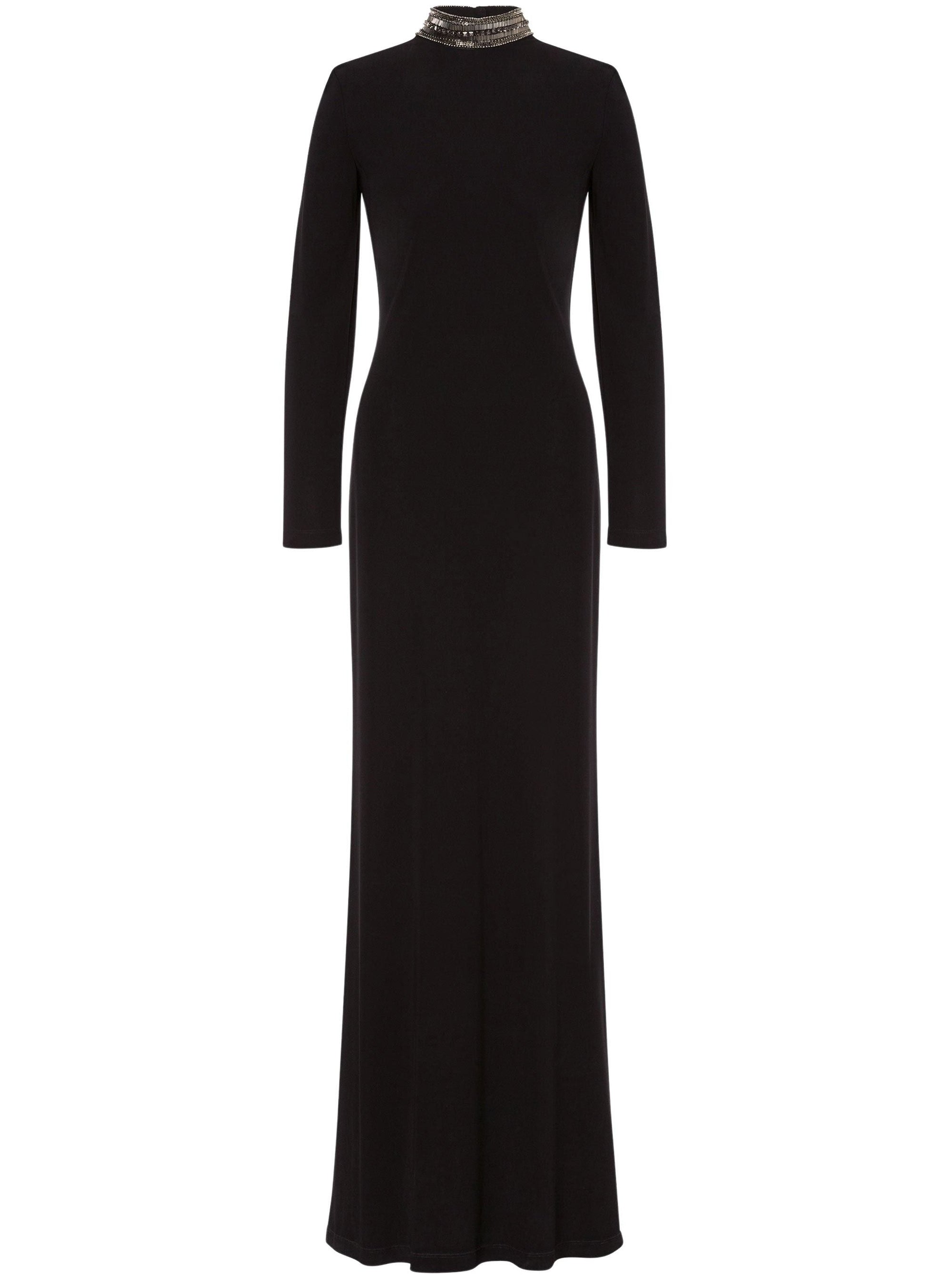 Robe longue avec broderie - Black