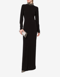 Robe longue avec broderie - Black