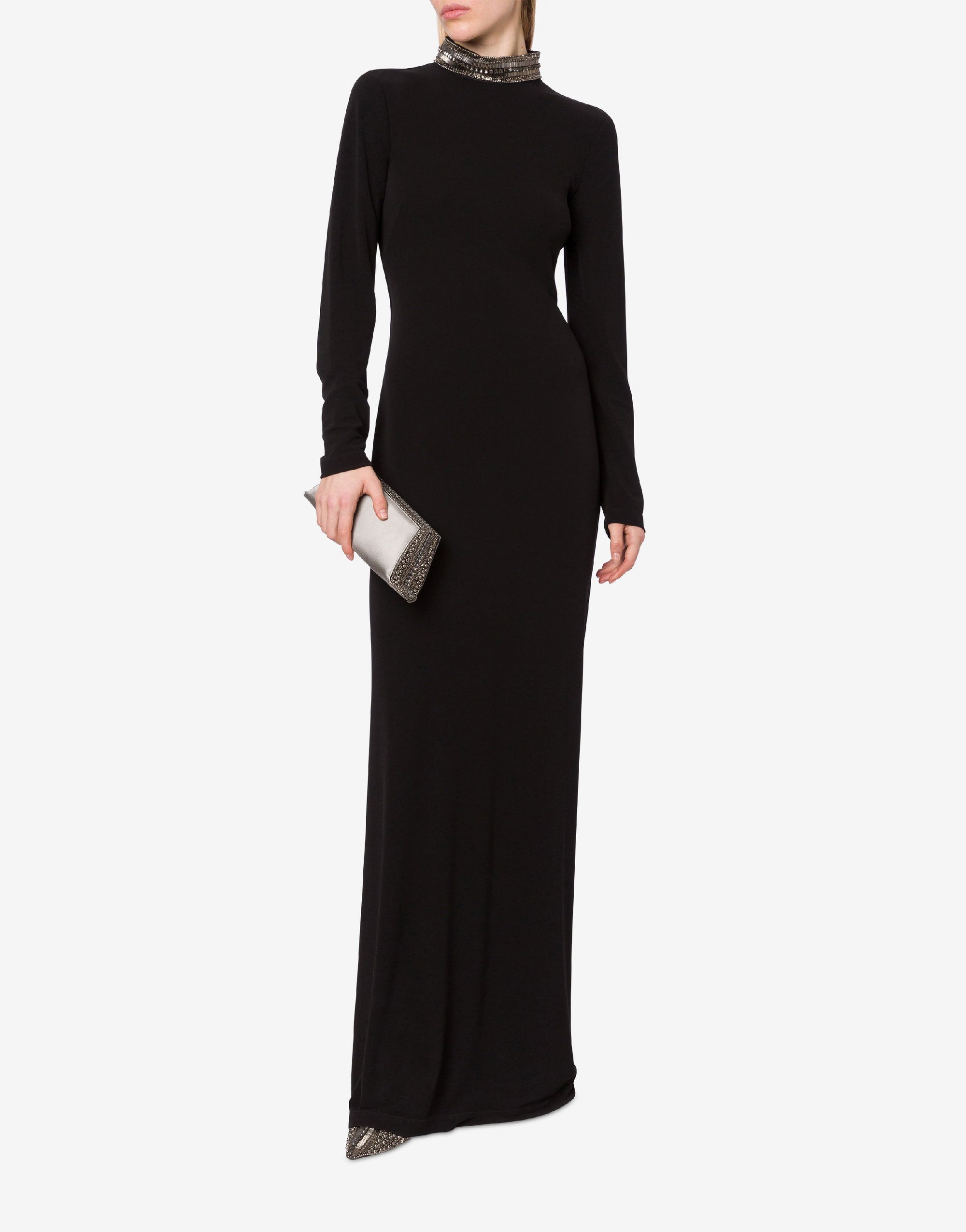 Robe longue avec broderie - Black