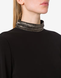 Robe longue avec broderie - Black