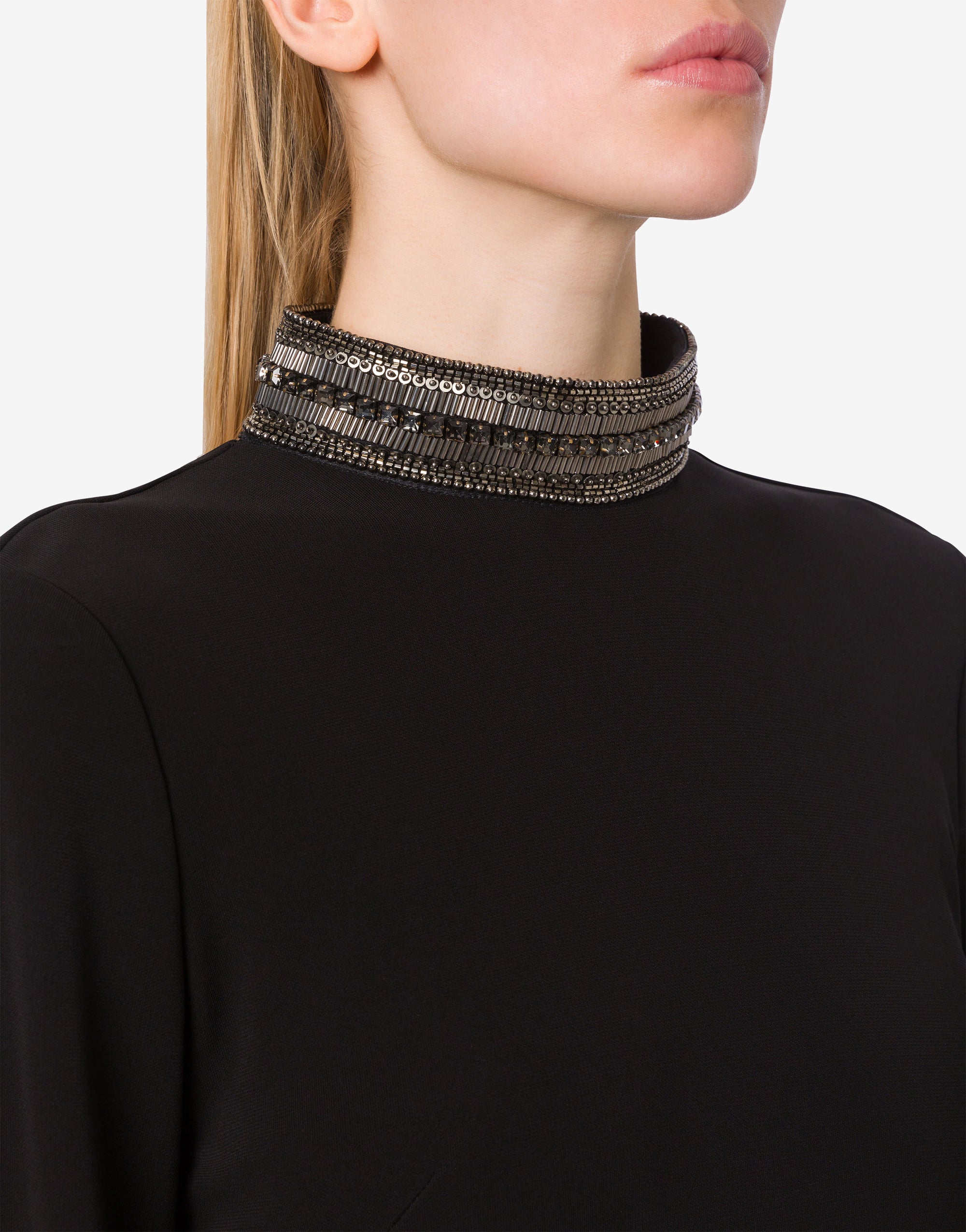 Robe longue avec broderie - Black