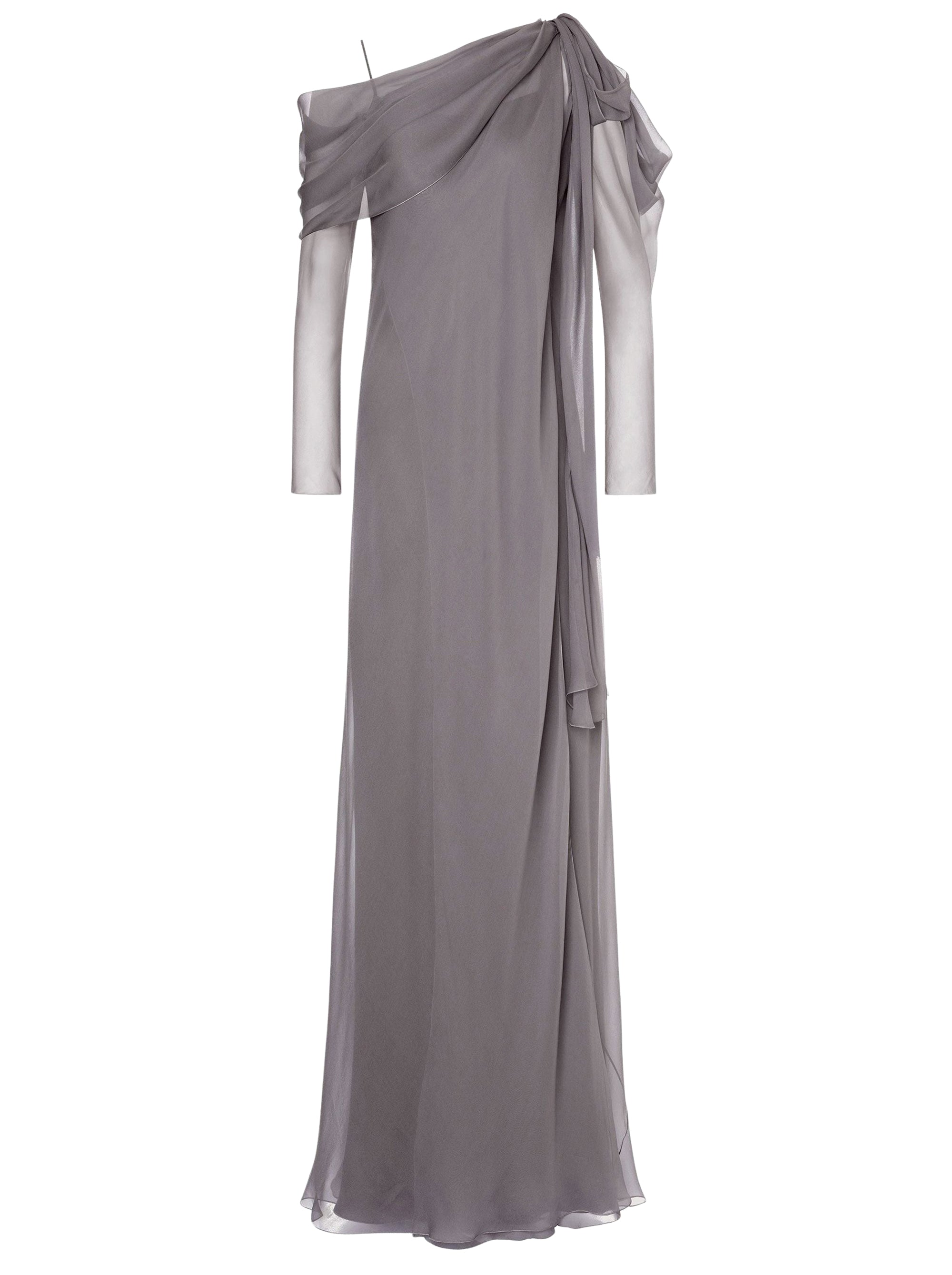 Robe longue en soie avec draperies - Dark Grey
