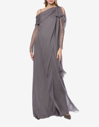 Robe longue en soie avec draperies - Dark Grey