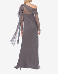 Robe longue en soie avec draperies - Dark Grey
