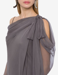 Robe longue en soie avec draperies - Dark Grey