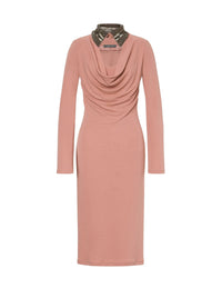 Robe midi avec col brodé - Powder