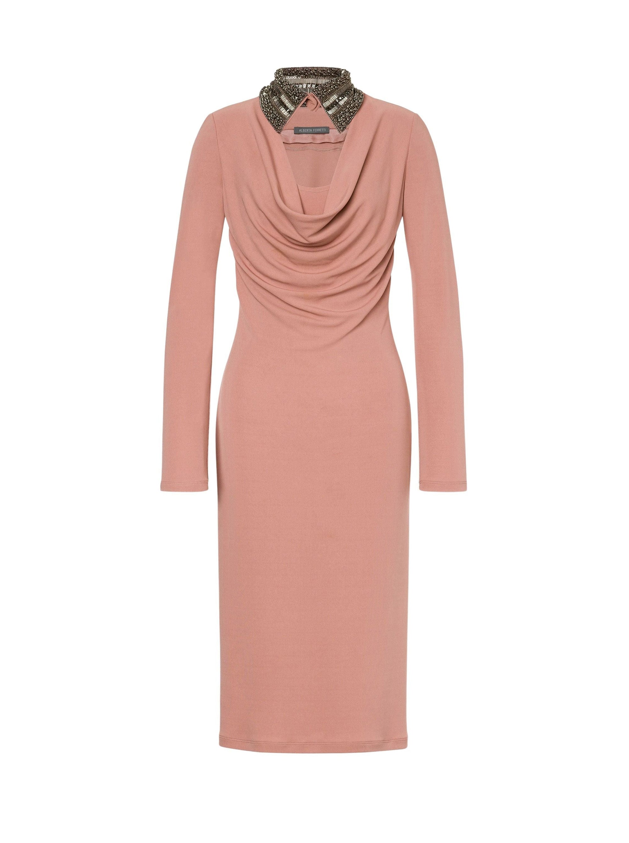 Robe midi avec col brodé - Powder