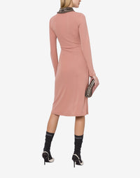 Robe midi avec col brodé - Powder