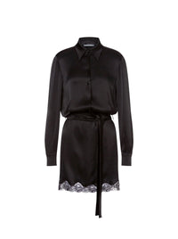 Robe courte en soie mélangée avec dentelle - Black
