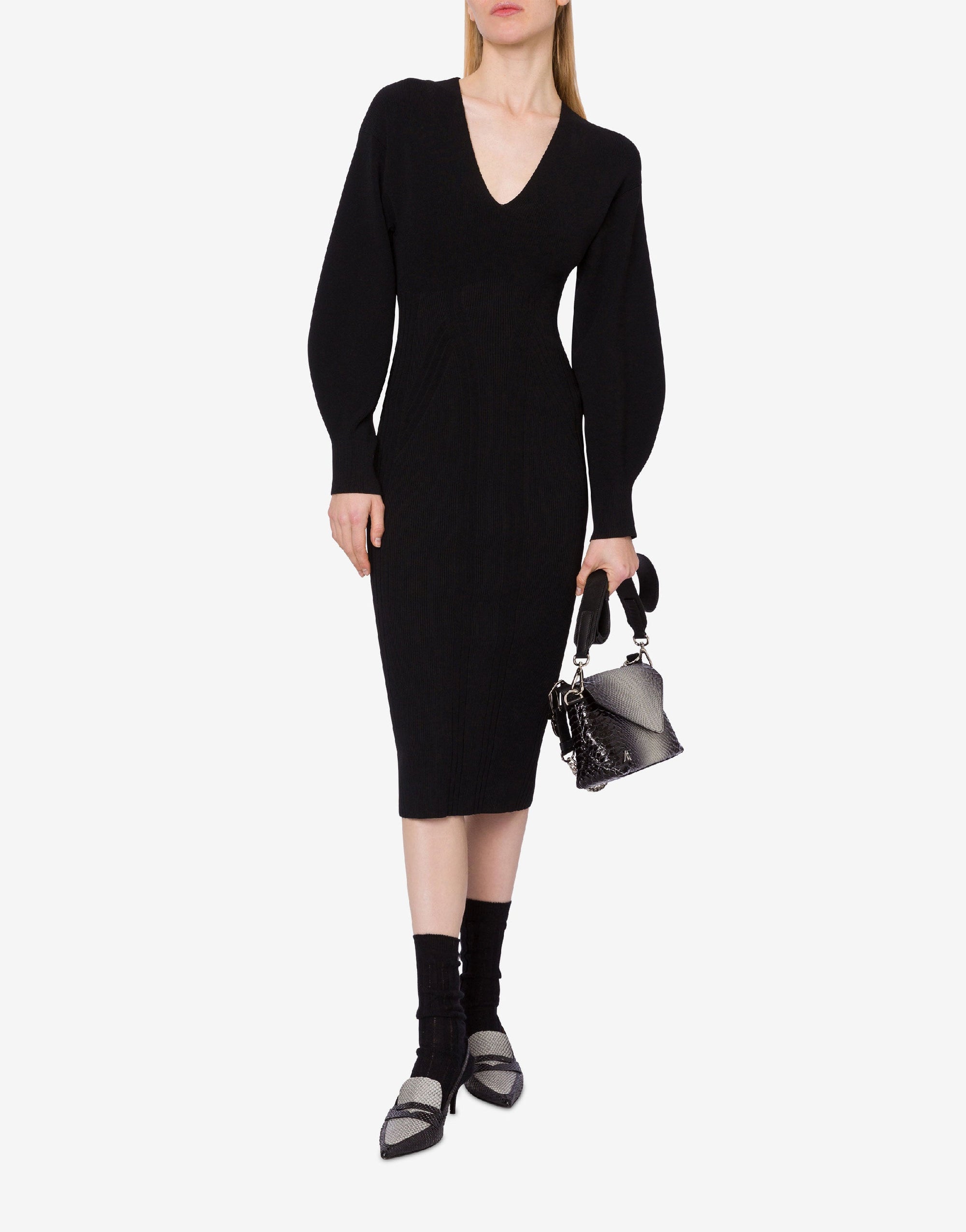 Robe midi en maille - Black