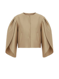 Veste courte à manches tulipe - Beige