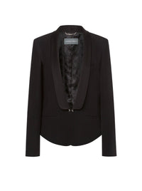 Satin rhinestone jacket - Black