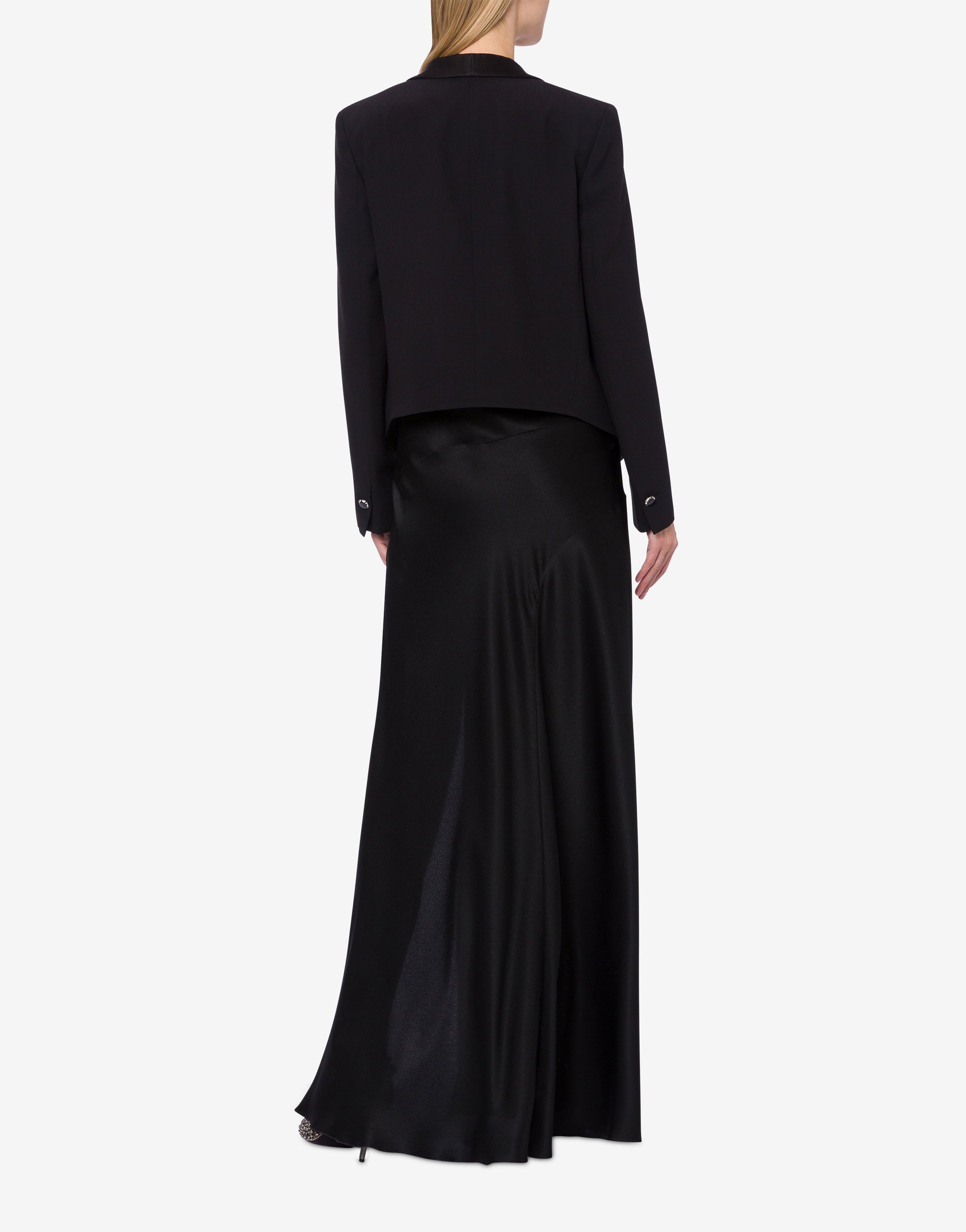 Satin rhinestone jacket - Black