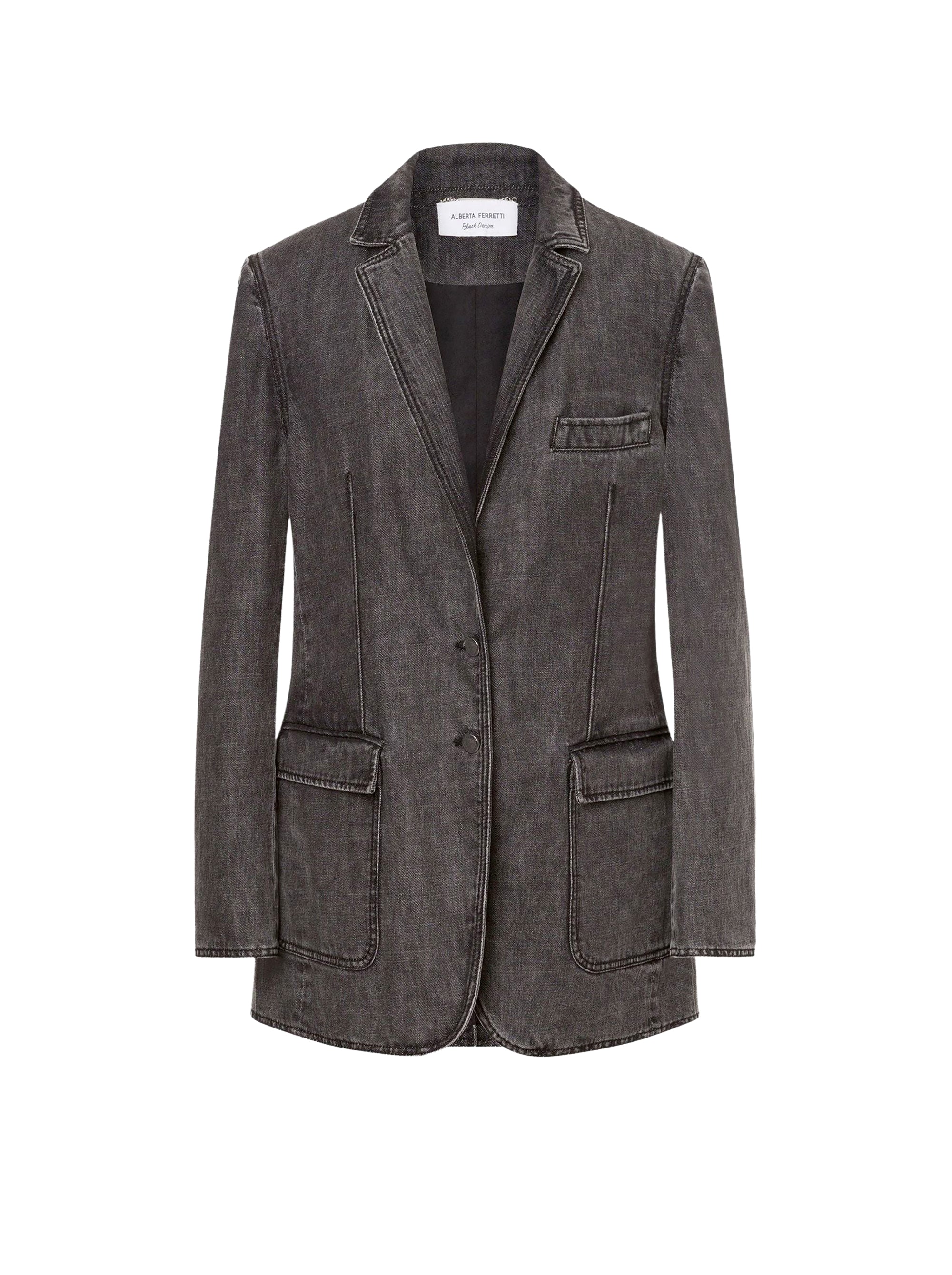 Veste en denim marbré stone washed - Dark Grey