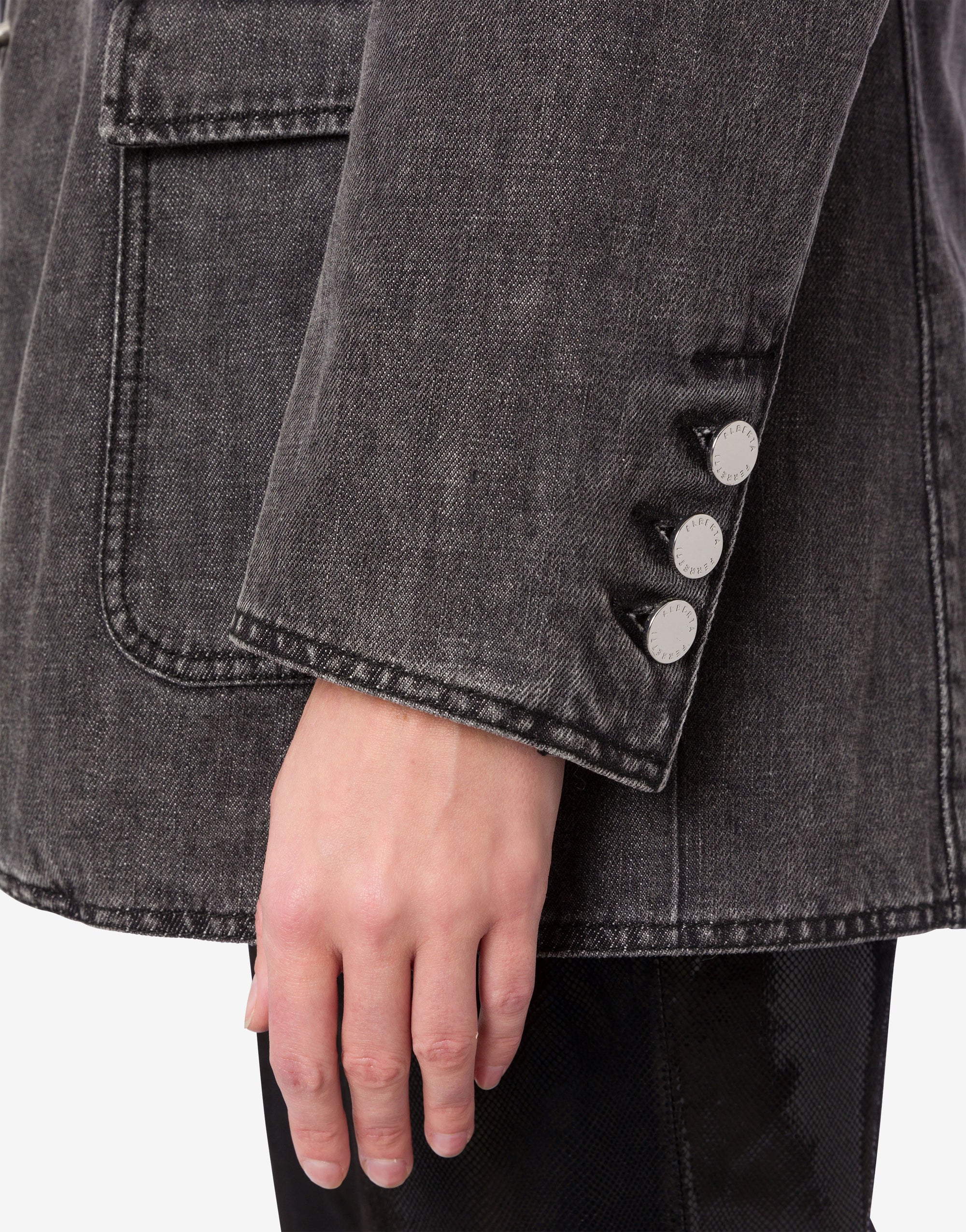 Veste en denim marbré stone washed - Dark Grey