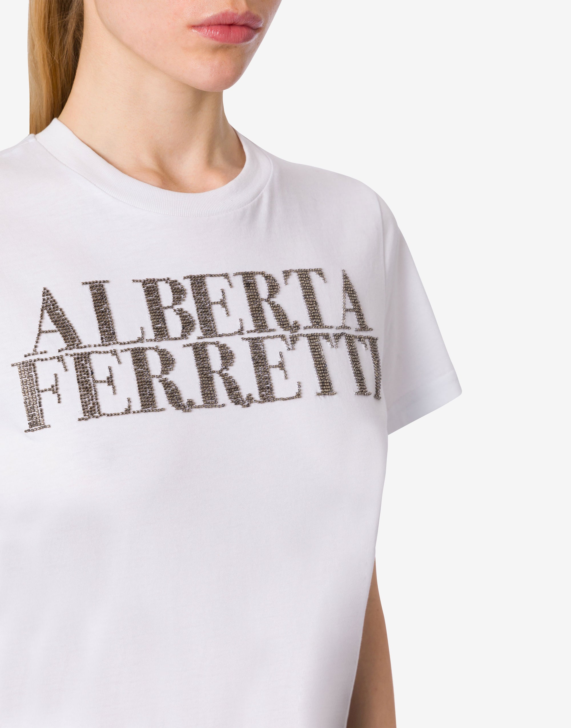 T-shirt en coton avec logo brodé - White