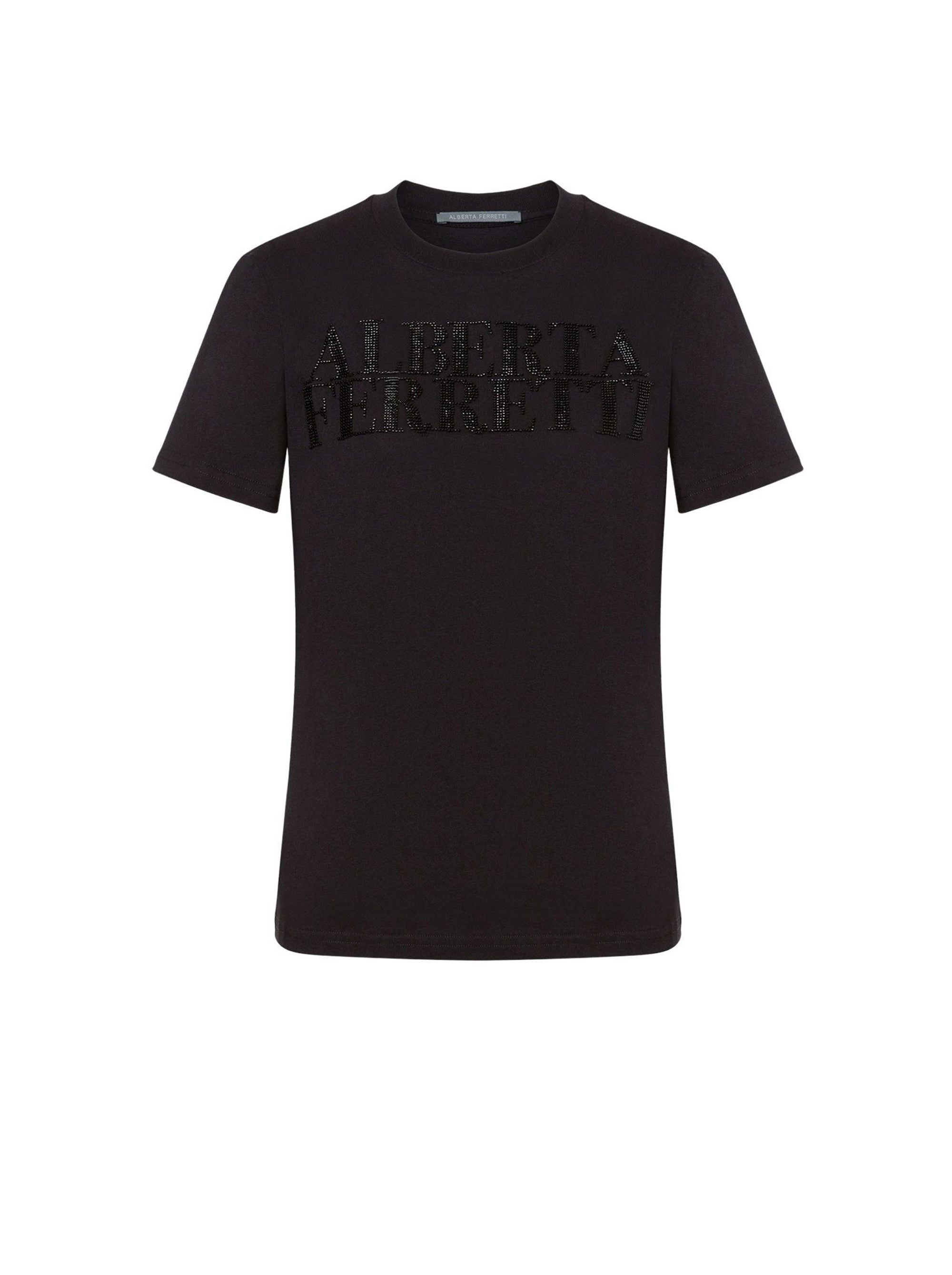 T-shirt en coton avec logo brodé - Black