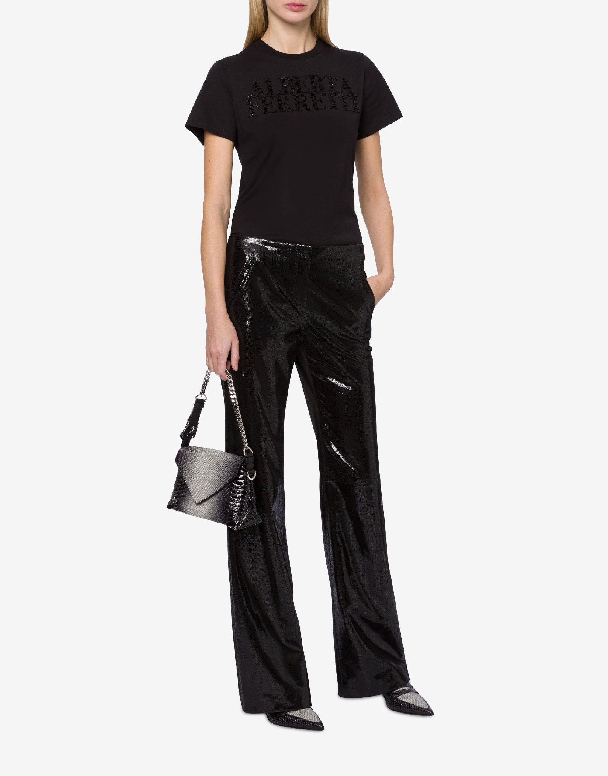 T-shirt en coton avec logo brodé - Black