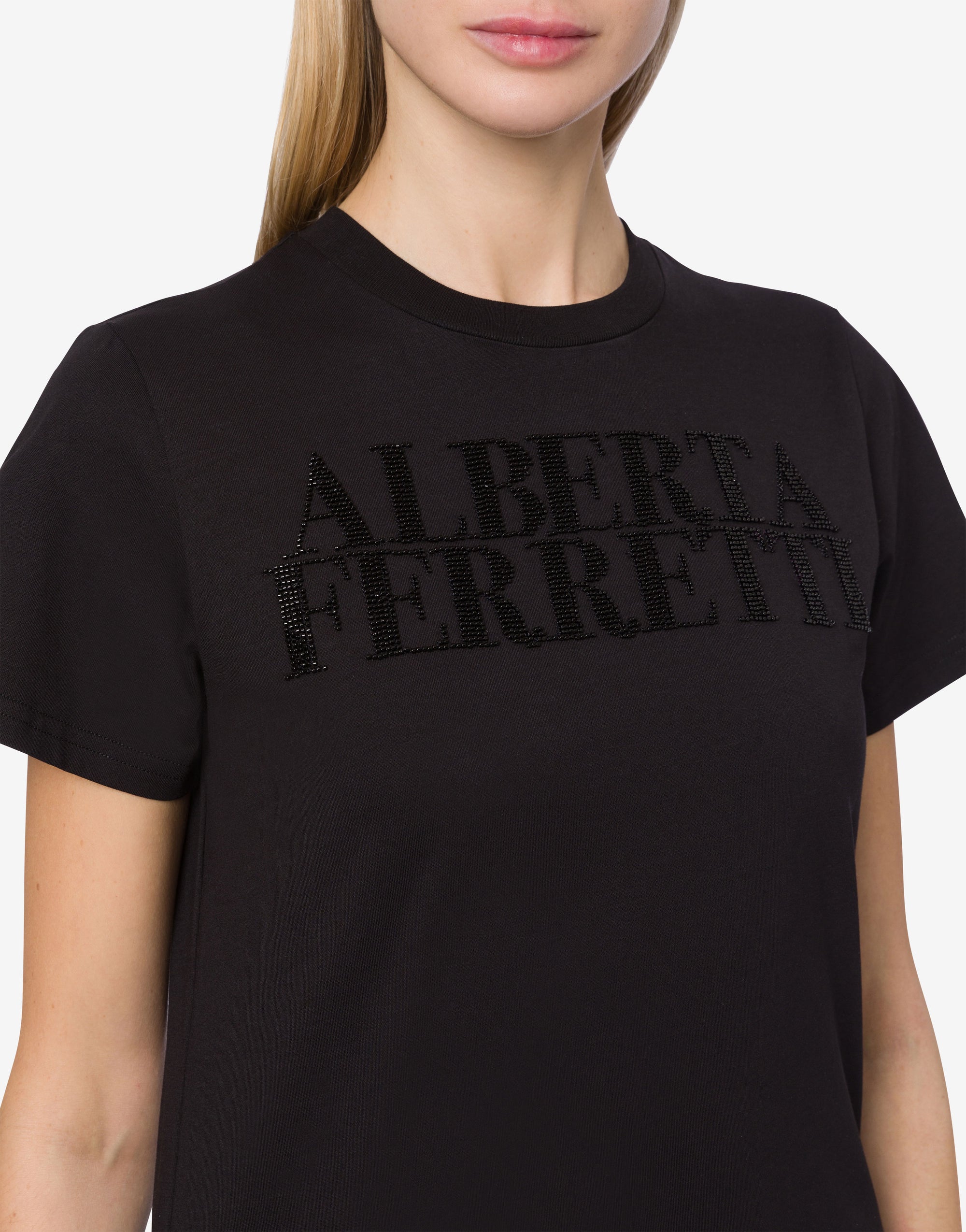 T-shirt en coton avec logo brodé - Black