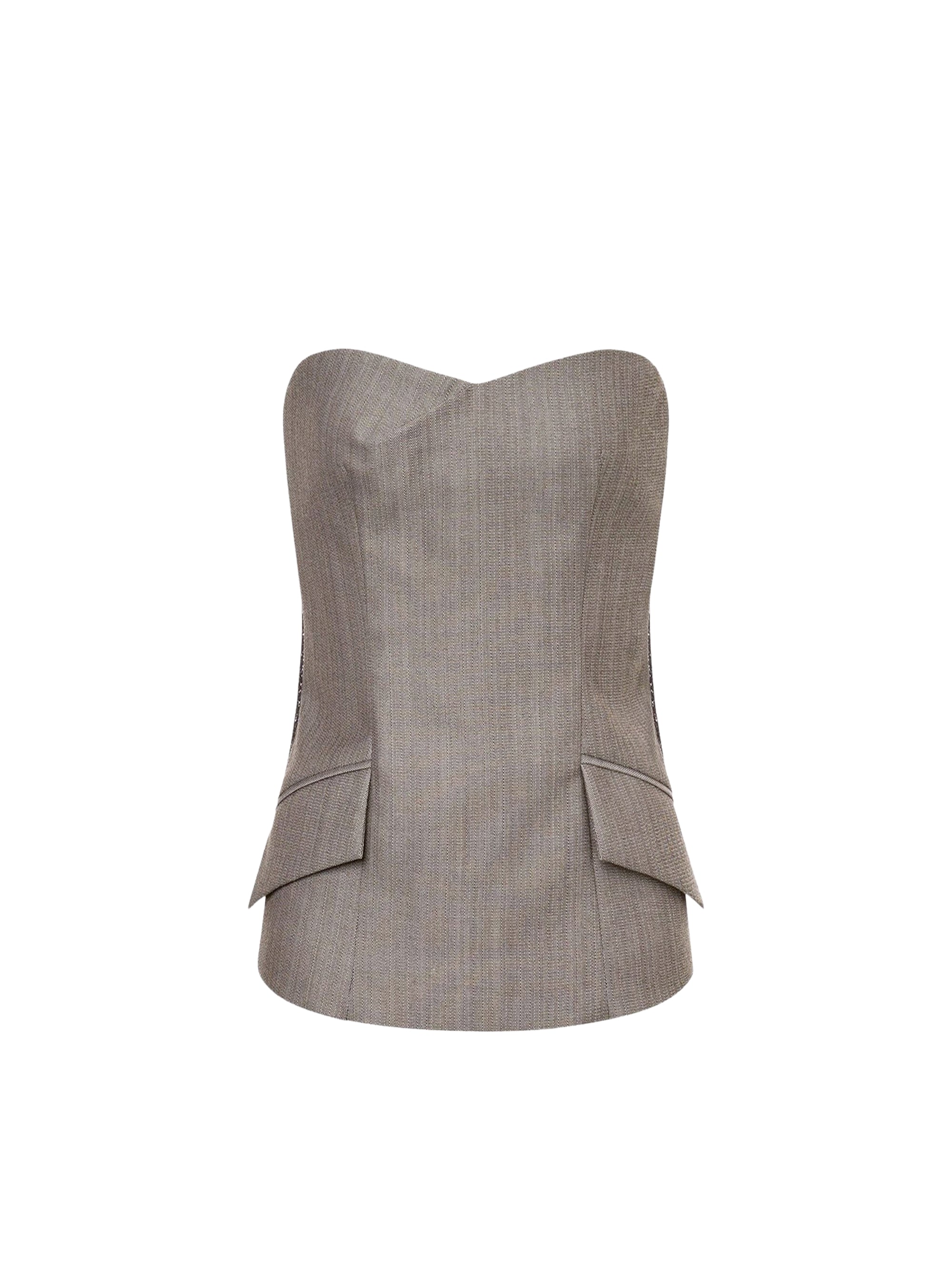 Bustier in wool tweed - Dark Grey