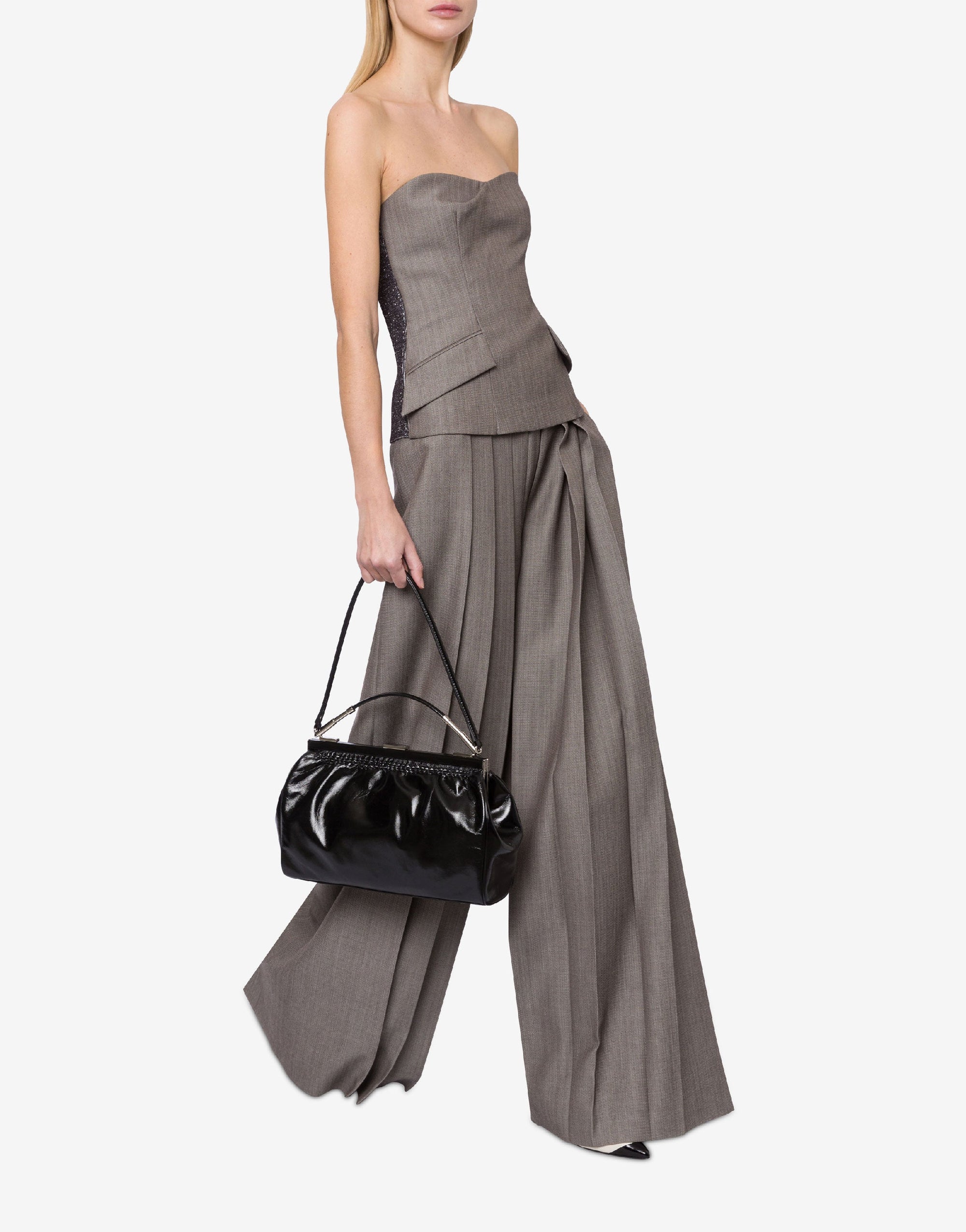 Bustier in wool tweed - Dark Grey