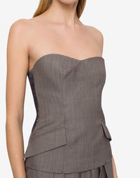 Bustier in wool tweed - Dark Grey