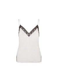 Top en soie mélangée avec dentelle - White