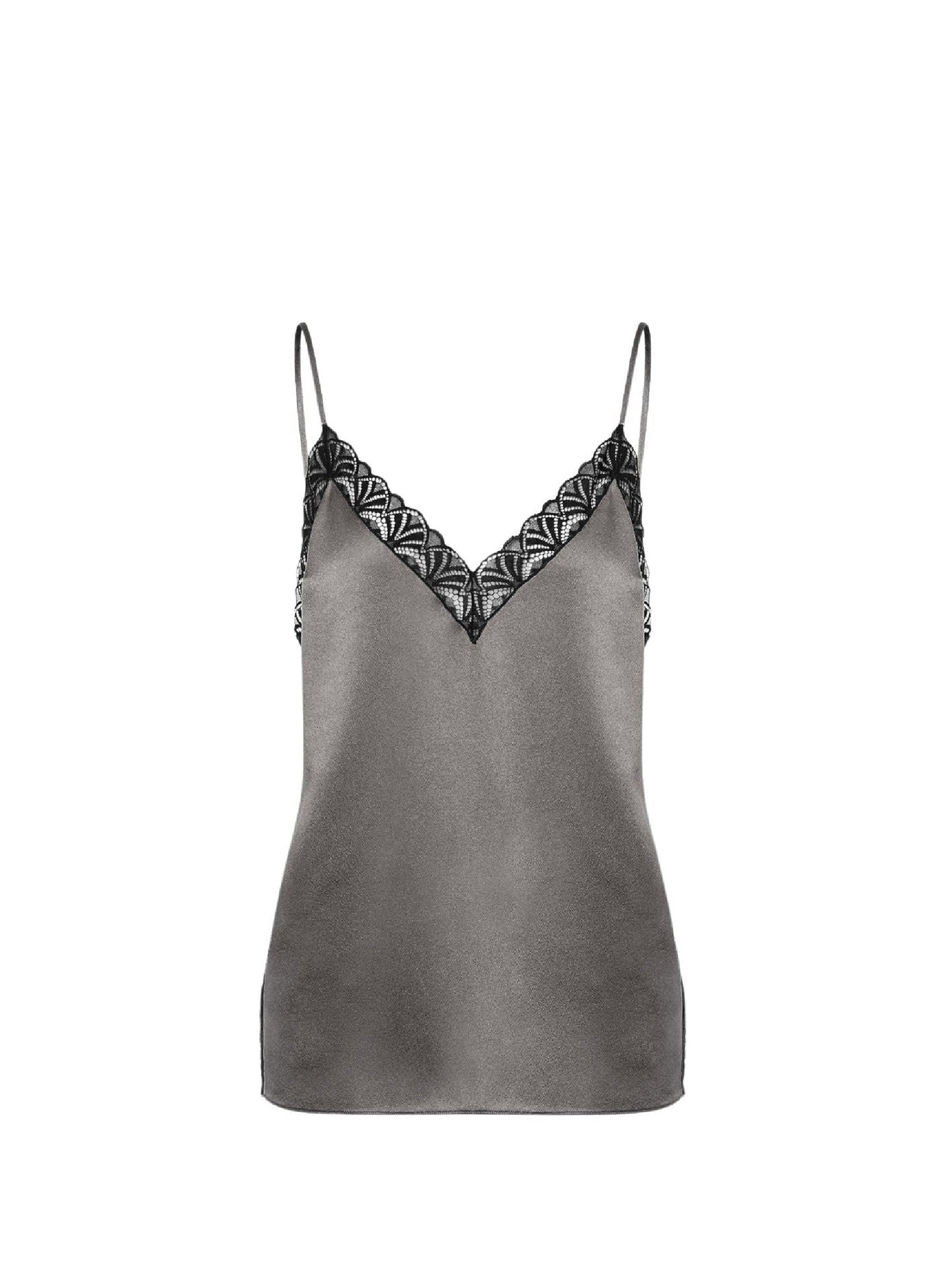 Débardeur en soie mélangée avec dentelle - Dark Grey
