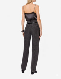 Débardeur en soie mélangée avec dentelle - Dark Grey