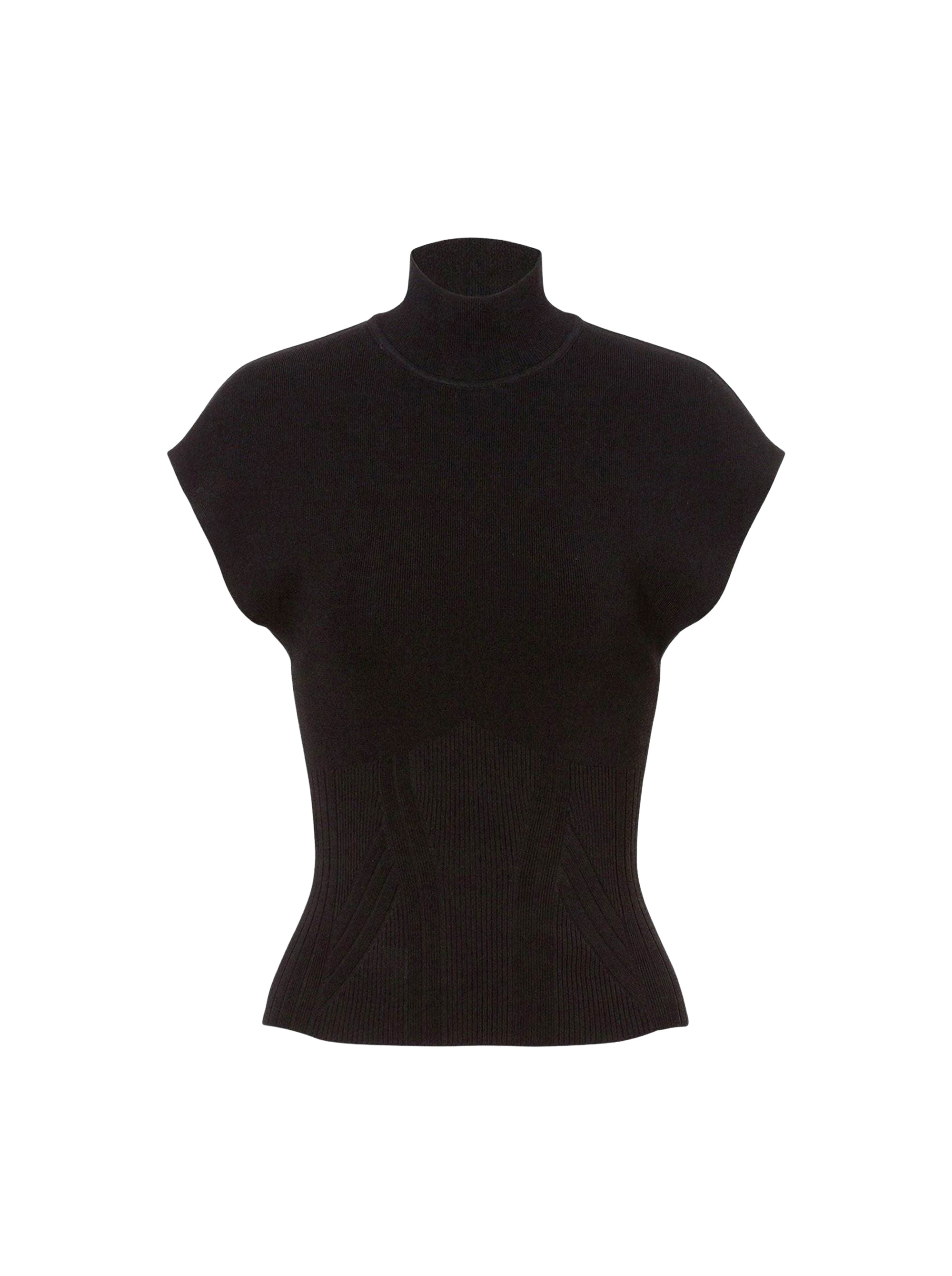 High-neck top in stretch knit - Black