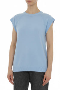 Top en laine à manches cap - Blue