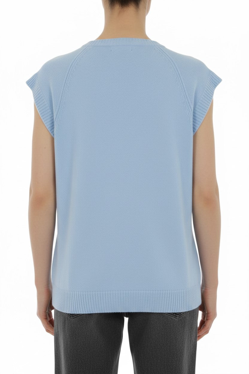Top en laine à manches cap - Blue