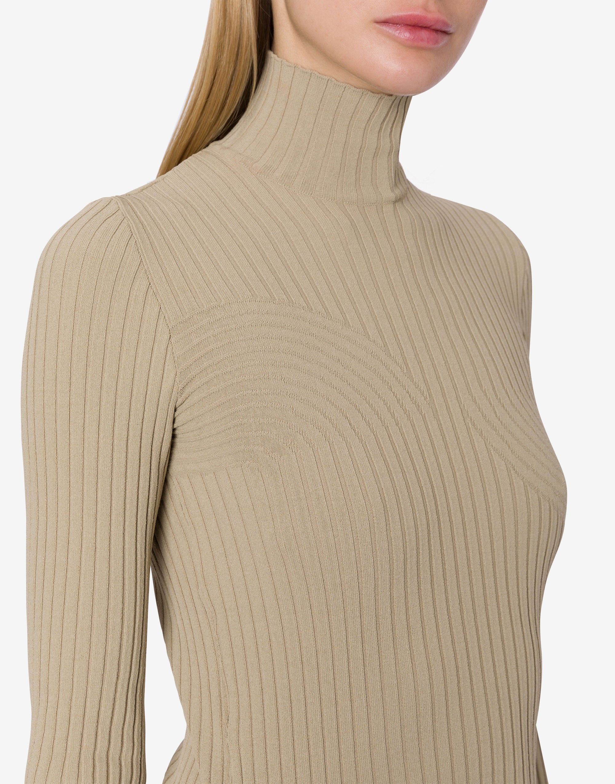 Pull à col montant stretch - Beige