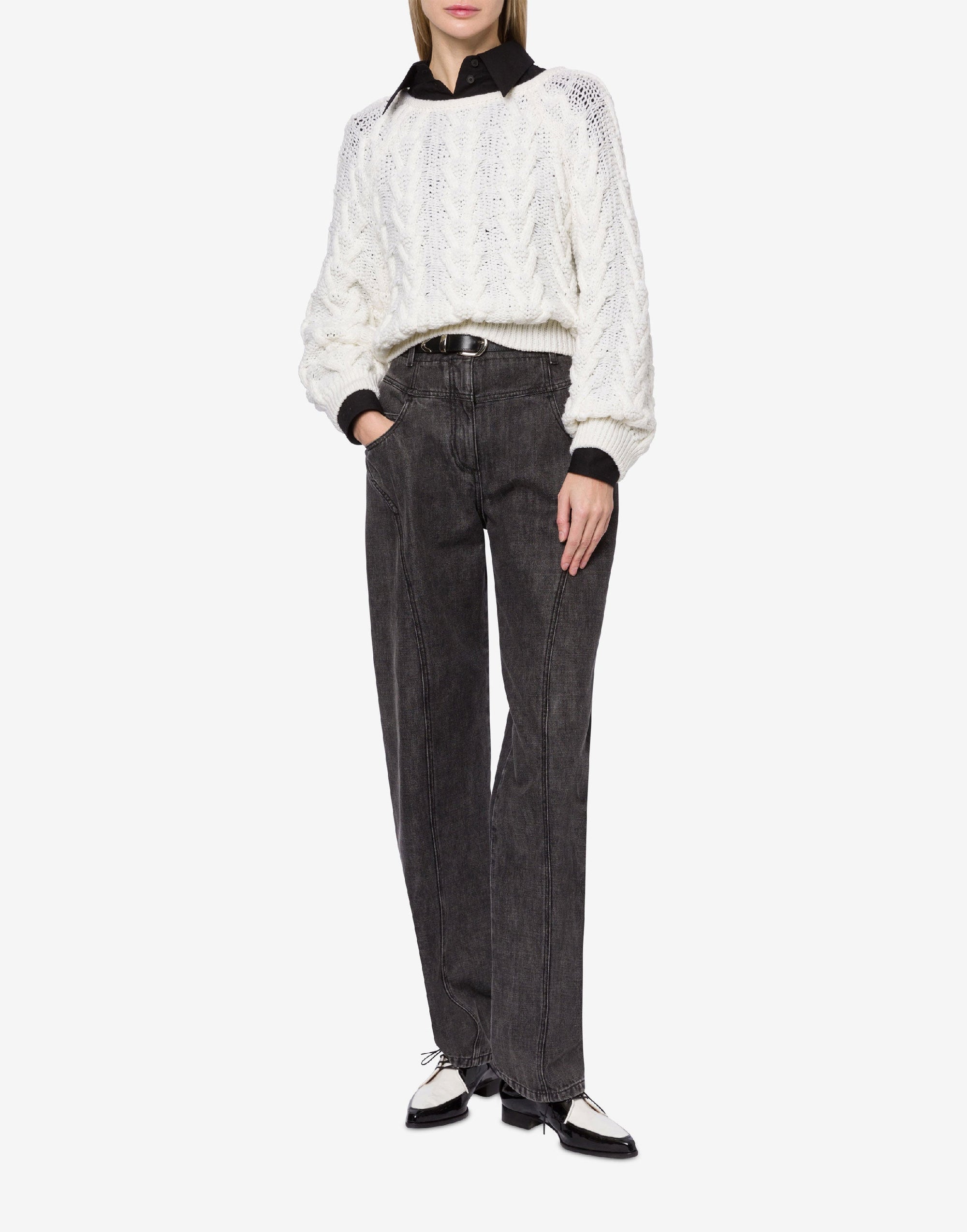 Pull ajouré en laine - Ivory