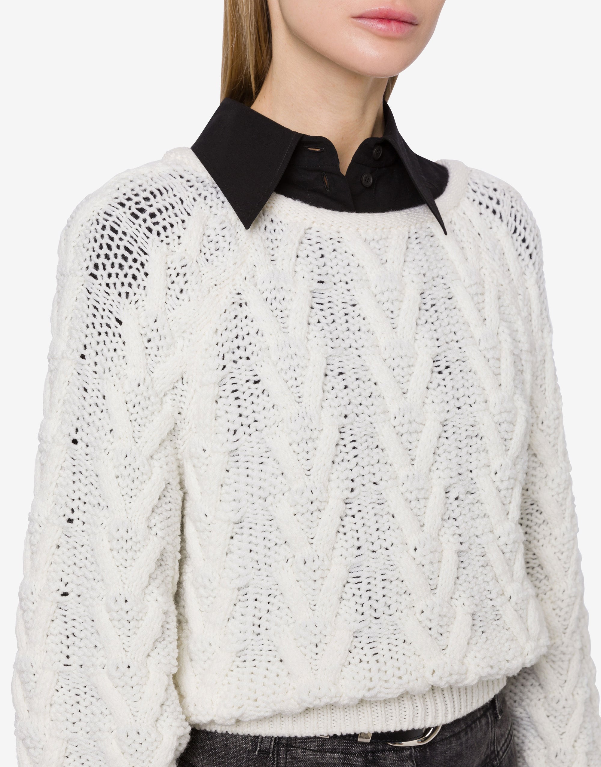 Pull ajouré en laine - Ivory