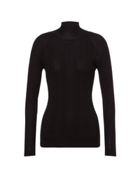 Pull côtelé en laine - Black
