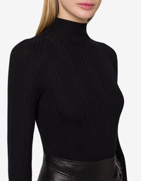 Pull côtelé en laine - Black