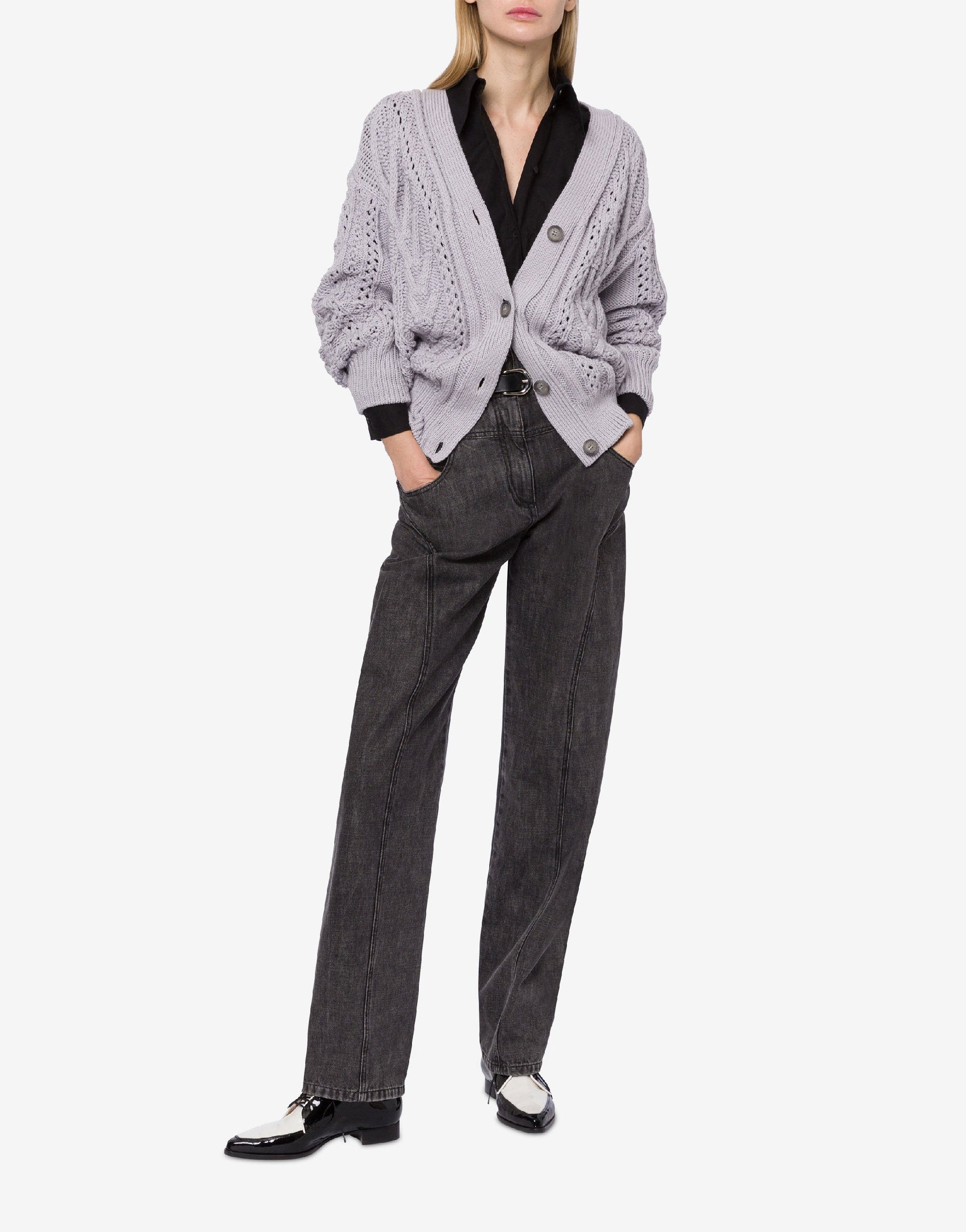Cardigan oversize en laine - Light Grey
