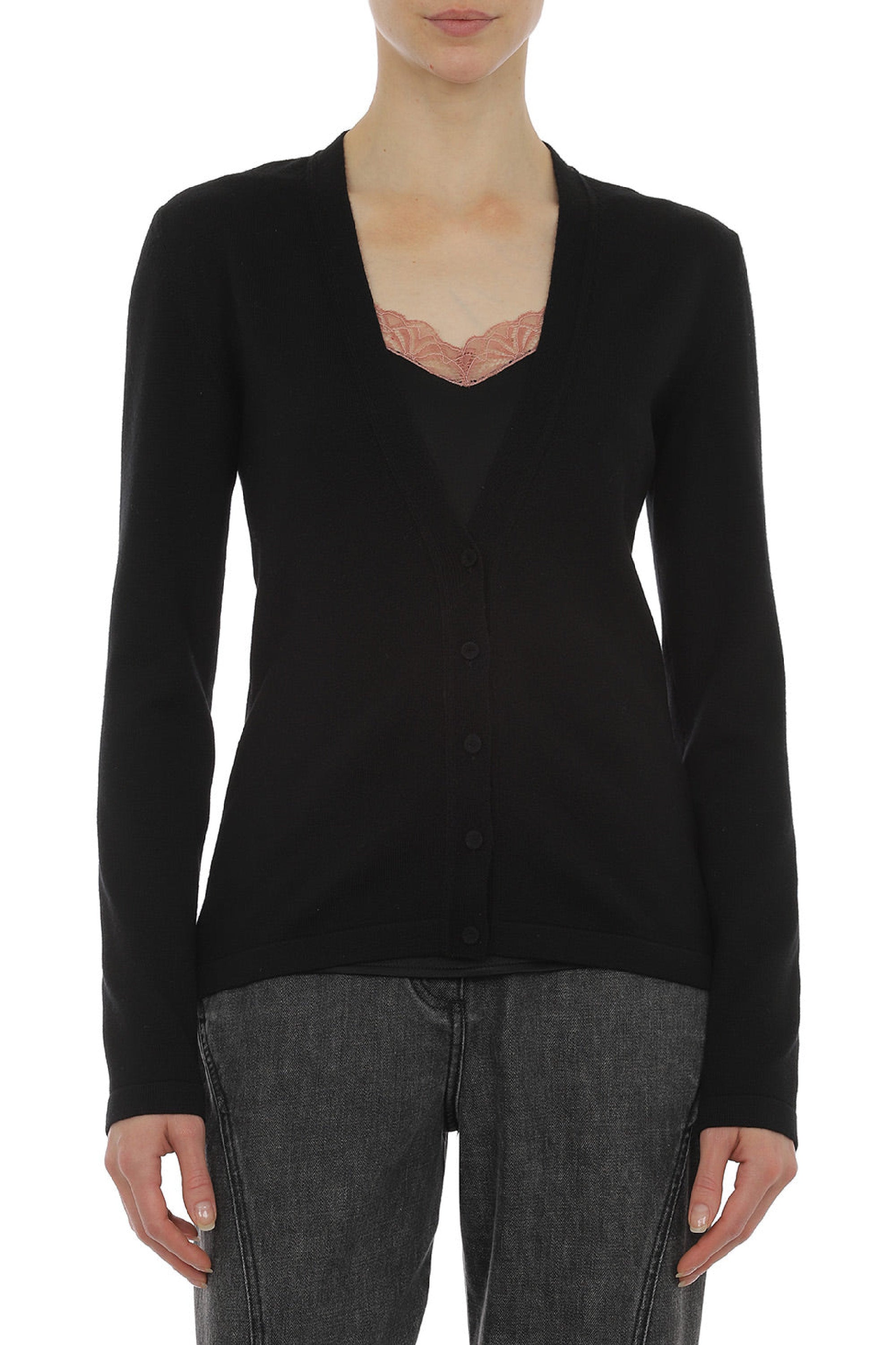 Top en laine à encolure en v - Dark Grey