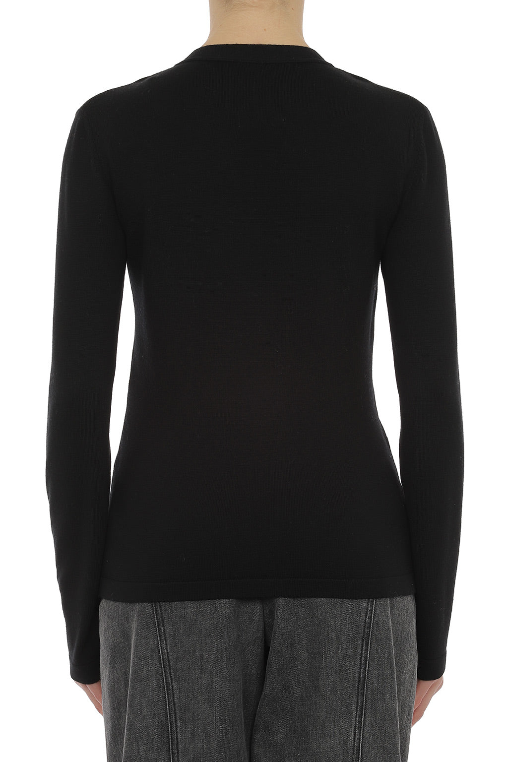 Top en laine à encolure en v - Dark Grey