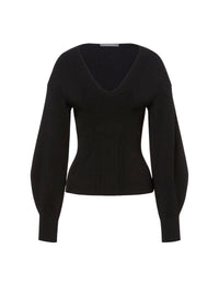 Pull stretch à manches volumineuses - Black