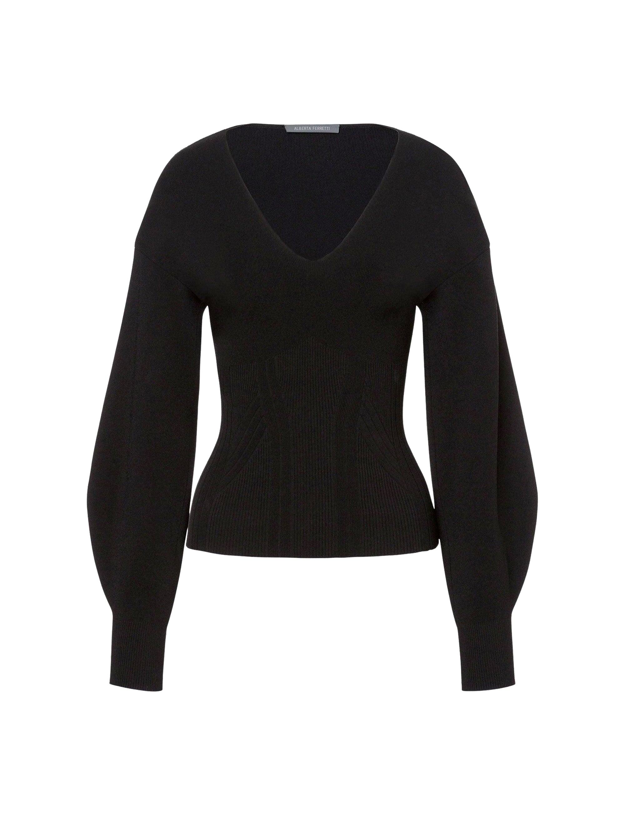 Pull stretch à manches volumineuses - Black