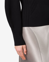 Pull stretch à manches volumineuses - Black