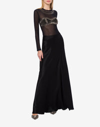 T-shirt en tulle avec broderie - Black