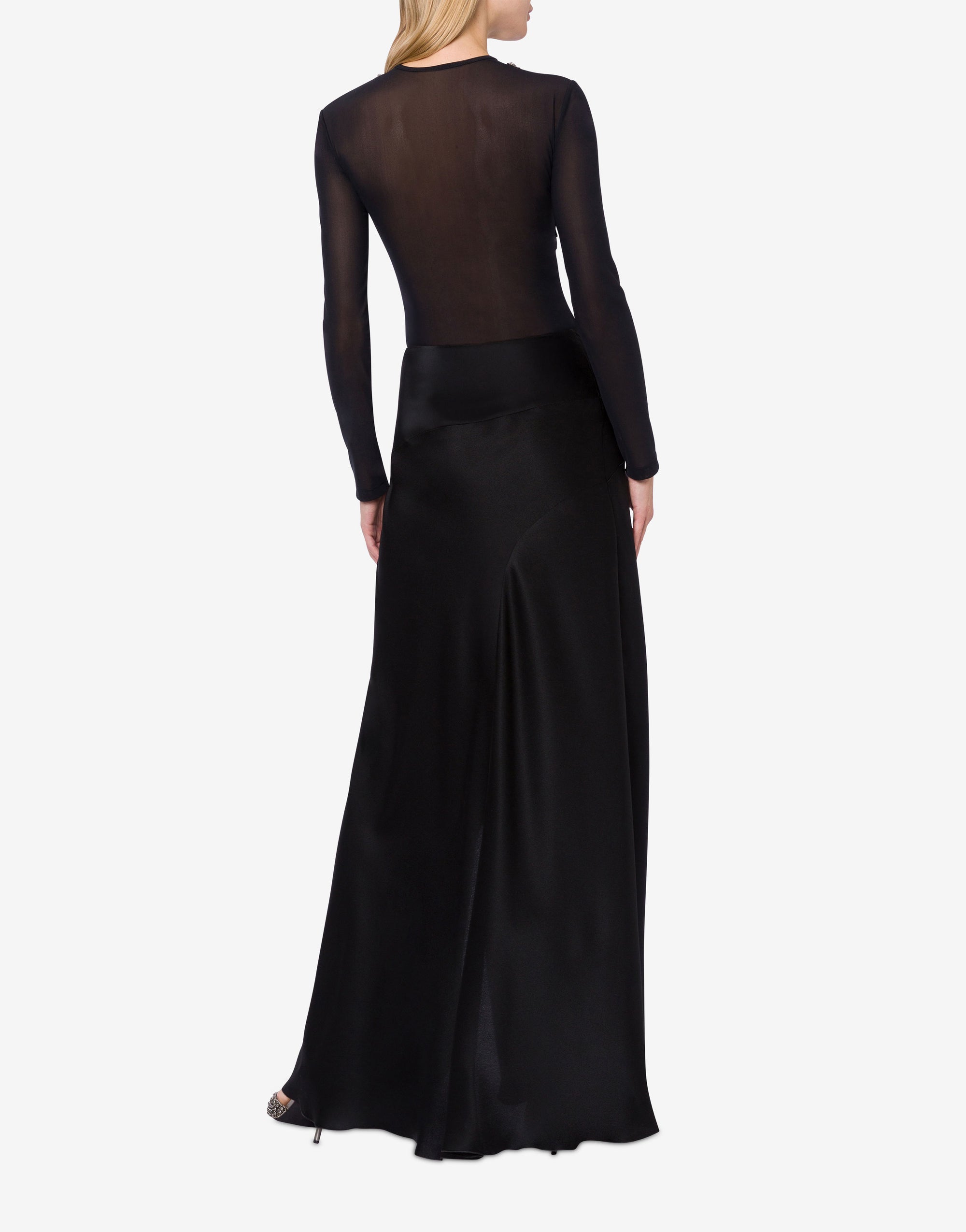 T-shirt en tulle avec broderie - Black
