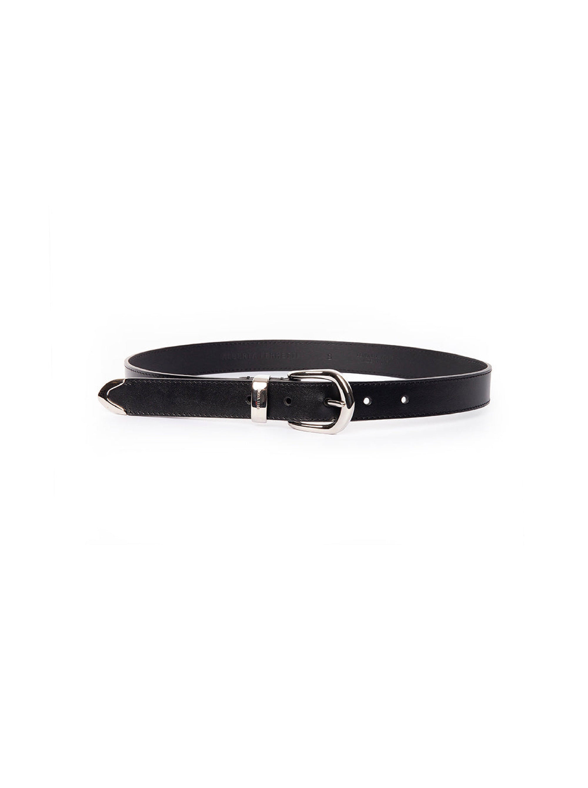 Ceinture en cuir à boucle métallique - Black