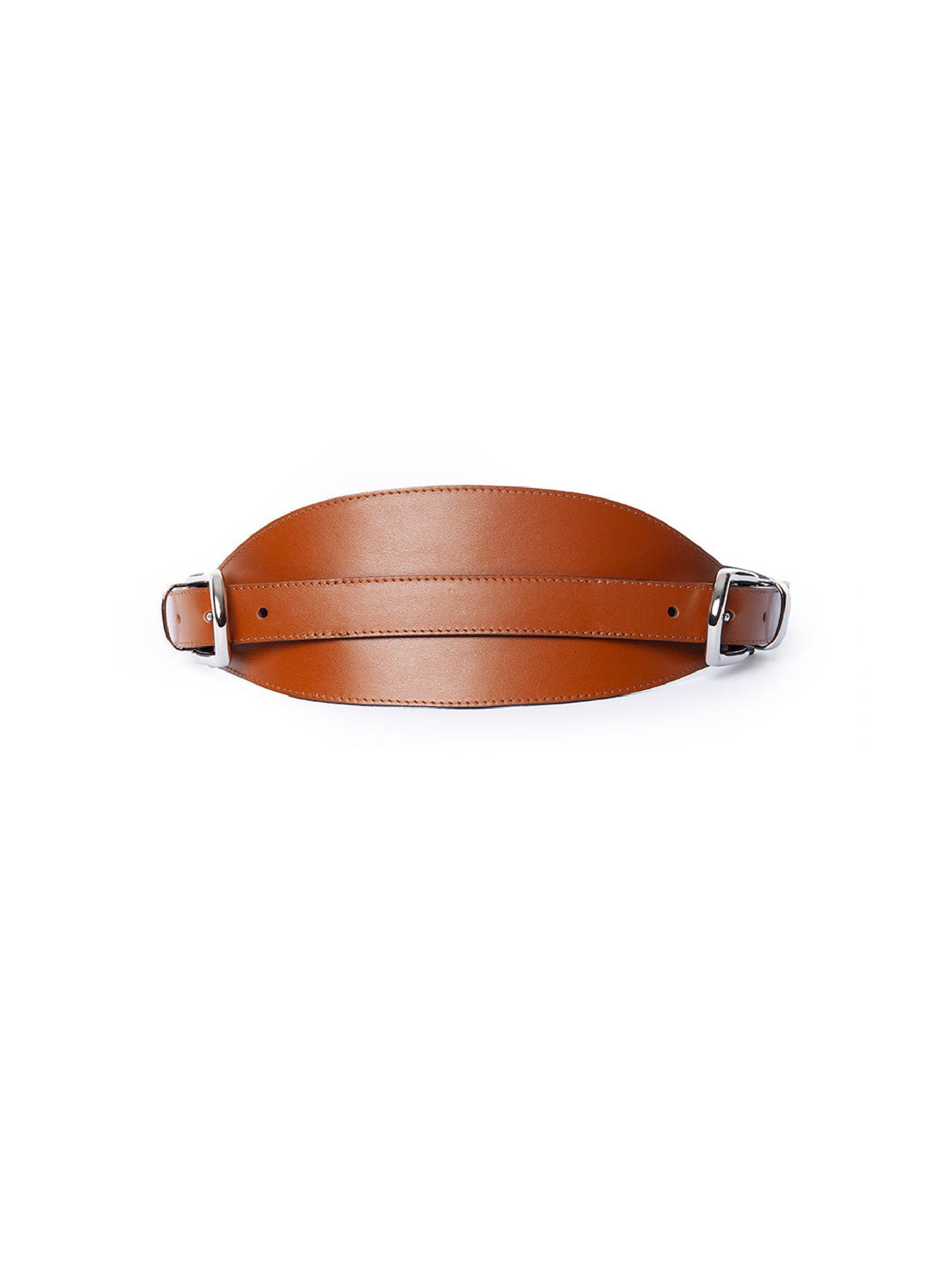 Ceinture haute en cuir à boucles - Brown